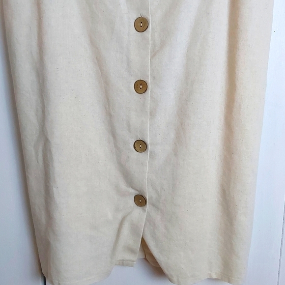 Lush - Womens Linen blend Relaxed Button Front Tunic Neutral Minimalist Sz.L - Picture 3 of 9